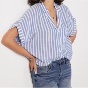 Evereve Libby Blue Stripe Resort Shirt XS